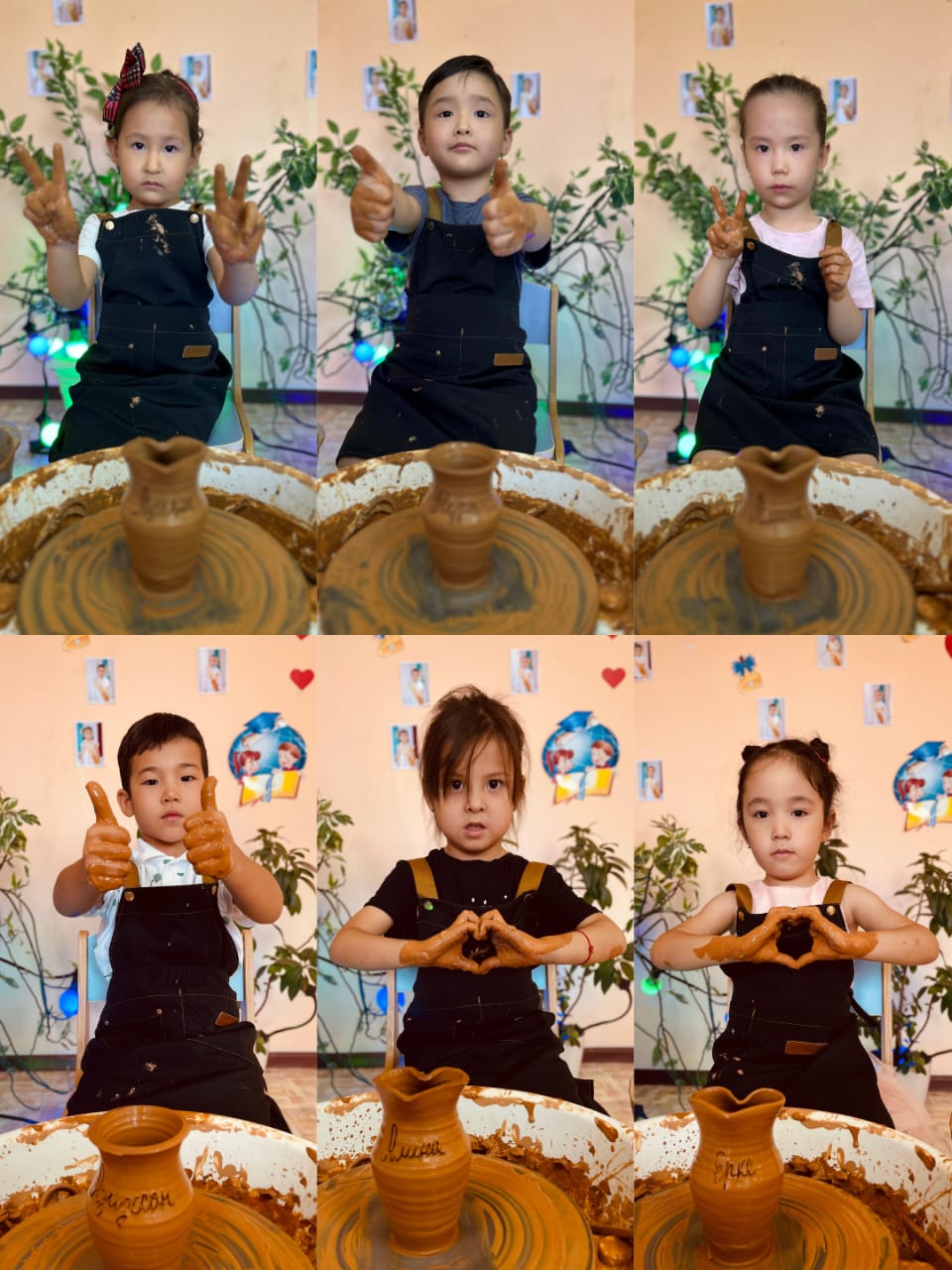 Бүлдіршіндеріміздің өз қолдарымен құмыра жасау сәтінен көрініс. Мектепалды "Алтынай" тобы. Тәрбиеші:Оразбаева Гульбану Кудабаевна